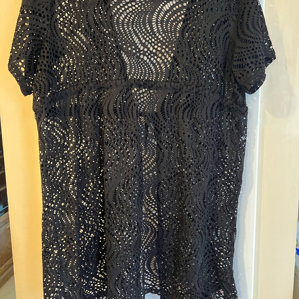 Fashion Bug Black Mesh Swim Cover-Up size 1X - Picture 3 of 5